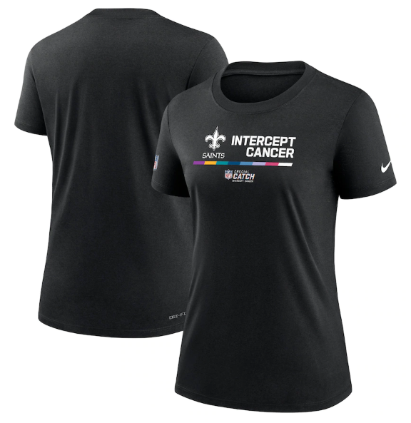 Women's New Orleans Saints 2022 Black Crucial Catch Performance T-Shirt(Run Small)
